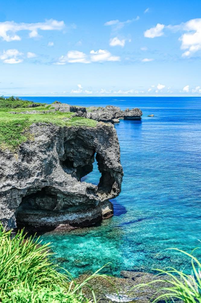 Cape Manzamo sea cliff above turquoise water in Okinawa, Japan