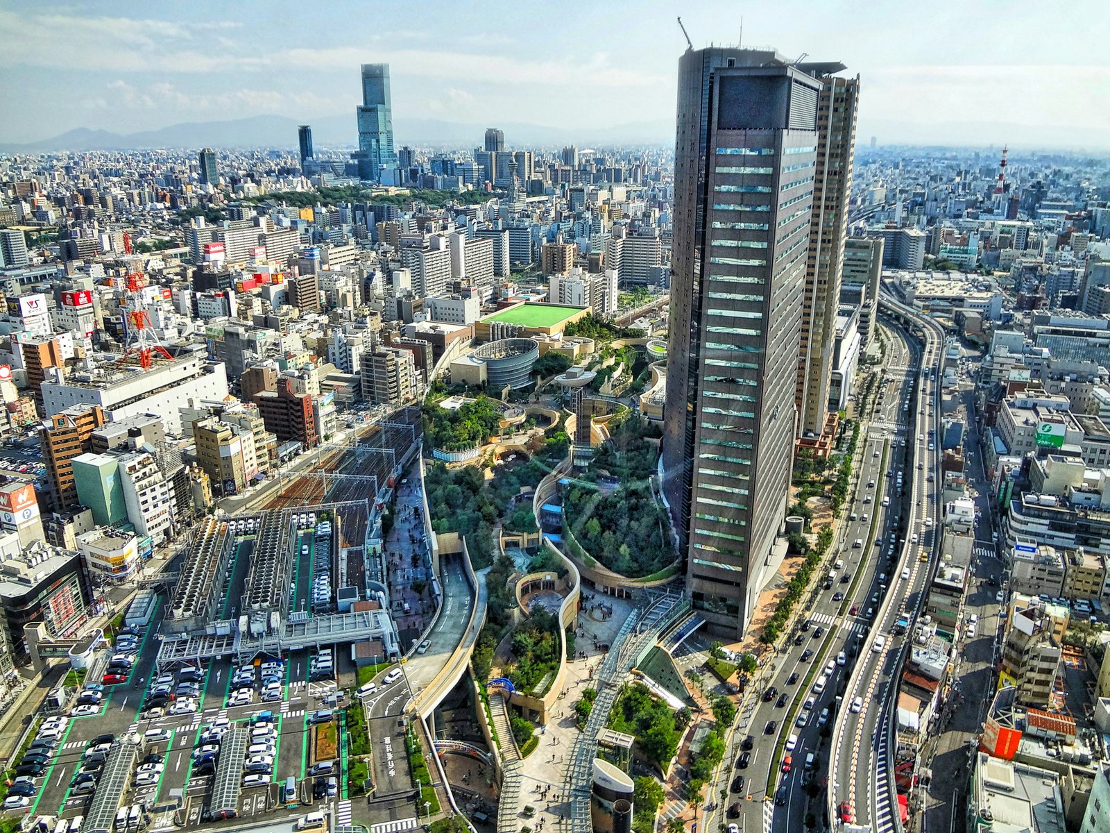 Osaka aerial cityscape showing the dense urban landscape