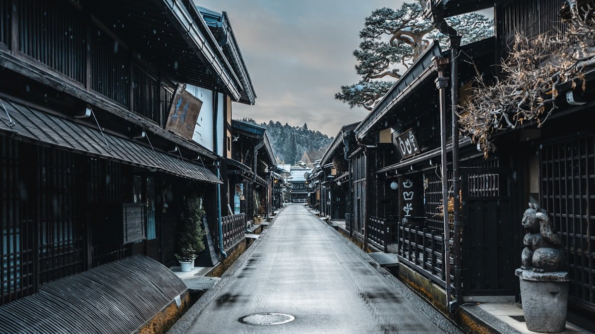 Traditional wooden merchant townhouses in Takayama old town