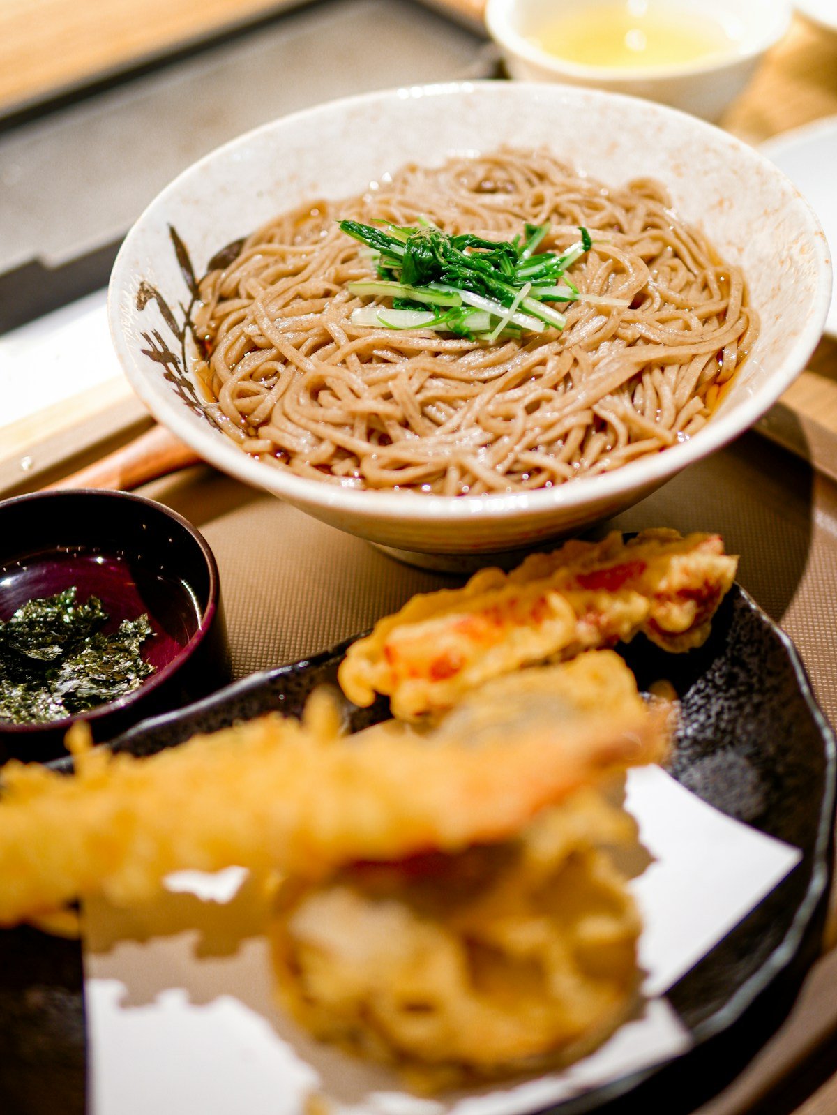 Bowl of noodles on a tray in Matsumoto, Nagano Japan — Nagano food guide