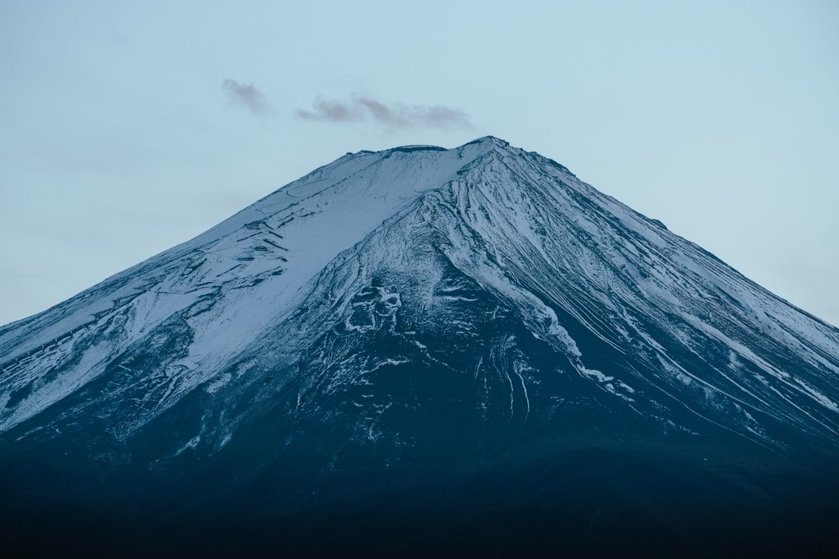 Mount Fuji with snowy peak — flights to Japan