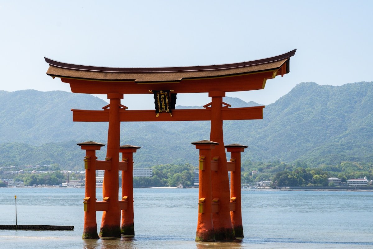 Floating torii gate at Itsukushima Shrine on Miyajima island